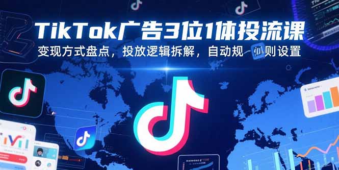 TikTok广告3位1体投流课，变现方式盘点，投放逻辑拆解，自动规则设置-孔明聊项目