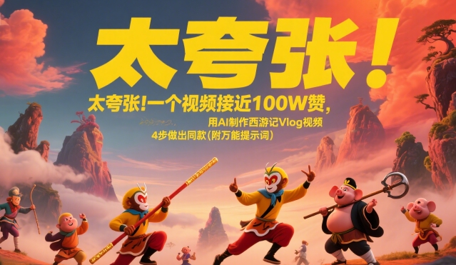 太夸张！一个视频接近100W赞，用AI制作西游记Vlog视频，全流程拆解来了(附万能提示词)-孔明聊项目