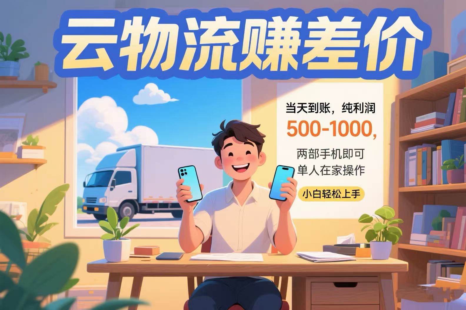 云物流赚差价 当天到账纯利润500-1000 两部手机即可 可单人在家操作 小…-孔明聊项目