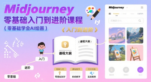 midjourney零基础入门到进阶课程，零基础学会AI绘画-孔明聊项目