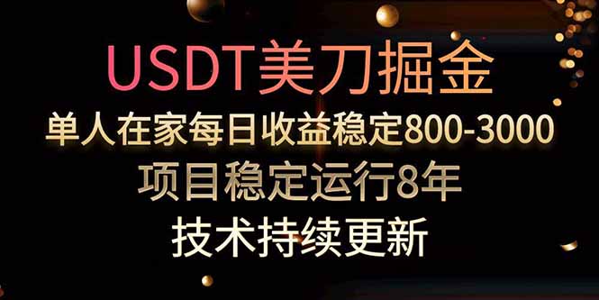 USDT美刀掘金，单人每日收益800-3000，稳定运行8年-孔明聊项目