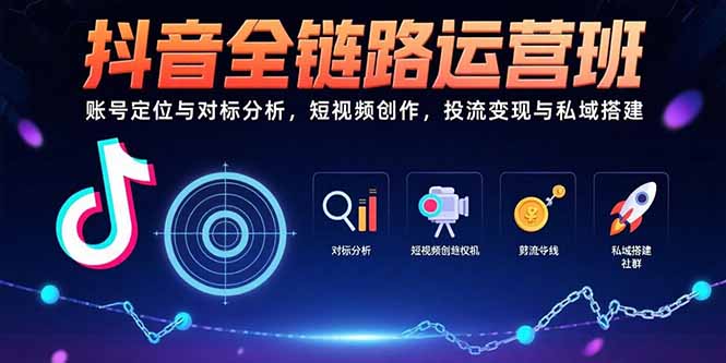 抖音全链路运营班：账号定位与对标分析，短视频创作，投流变现与私域搭建-孔明聊项目