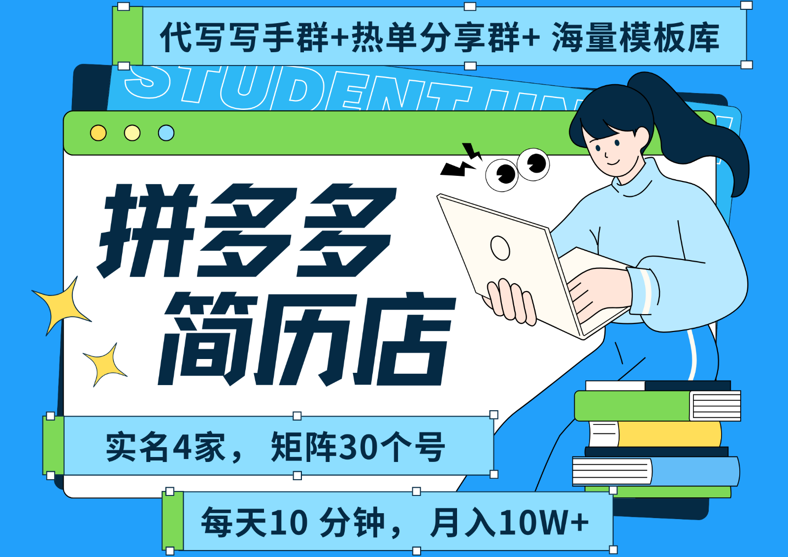 拼多多电商 拼多多 虚拟资料 简历 海报代写 全SOP流程 毫无保留分享(含后端资料)-孔明聊项目