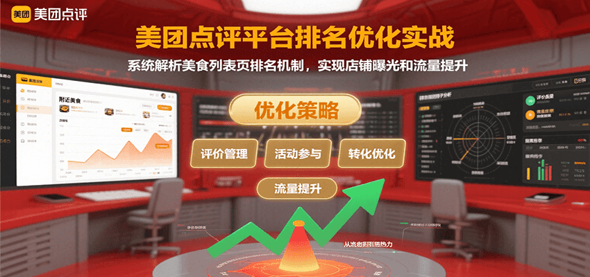 美团点评平台排名优化实战，系统解析美食列表页排名机制，实现店铺曝光和流量提升-孔明聊项目
