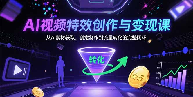AI视频特效创作与变现课：从AI素材获取、创意制作到流量转化的完整闭环-孔明聊项目