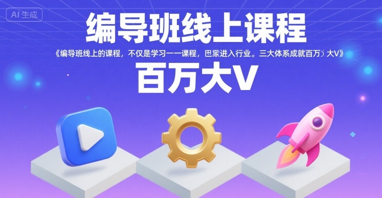 编导班线上课程，不仅是学习一门课程，更是进入一个行业，三大体系成就百万大V-孔明聊项目