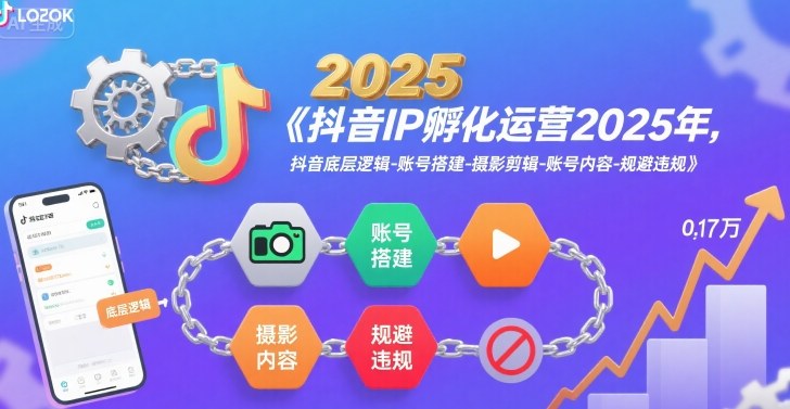 抖音IP孵化运营2025年，抖音底层逻辑-账号搭建-摄影剪辑-账号内容-规避违规-孔明聊项目