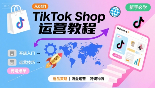 TikTok Shop从0到1运营教程，TikTok跨境电商新手必学课程-孔明聊项目