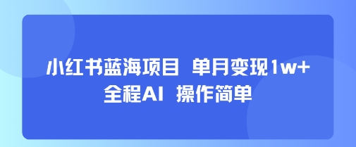 小红书蓝海项目 单月变现1w+ 全程AI 操作简单-孔明聊项目