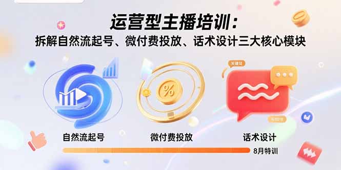 运营型主播培训:拆解自然流起号、微付费投放、话术设计三大核心模块-8月-孔明聊项目