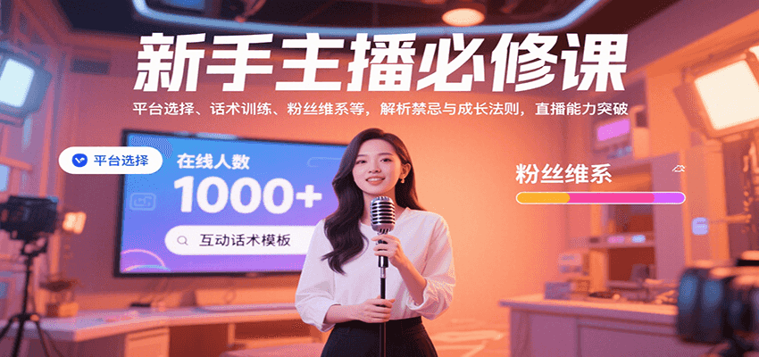 新手主播必修课：平台选择、话术训练、粉丝维系等，解析禁忌与成长法则，突破直播能力-孔明聊项目
