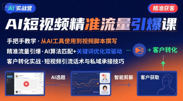 AI+短视频引爆精准客户实战营，手把手教你引爆Ai短视频精准流量-孔明聊项目