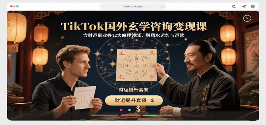 TikTok国外玄学咨询变现课,含财运事业等12大命理领域,融风水运势与运营-孔明聊项目