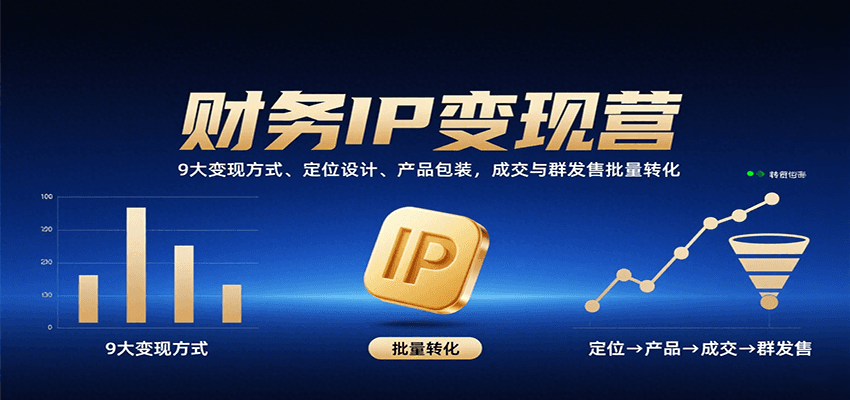 财务IP变现营：9大变现方式、定位设计、产品包装，成交与群发售批量转化-孔明聊项目