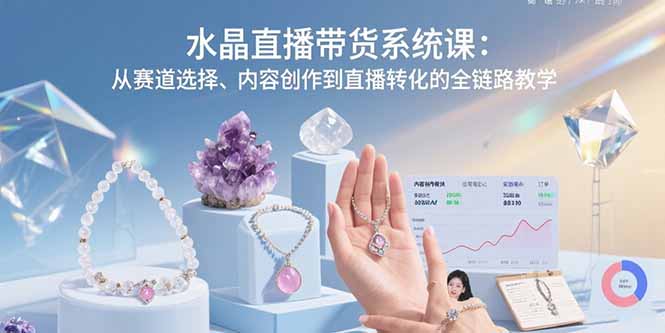 水晶直播带货系统课：从赛道选择、内容创作到直播转化的全链路教学-孔明聊项目