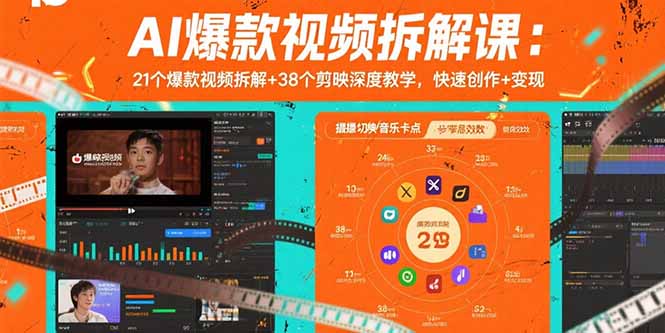AI爆款视频拆解课：21个爆款视频拆解+38个剪映深度教学，快速创作+变现-孔明聊项目