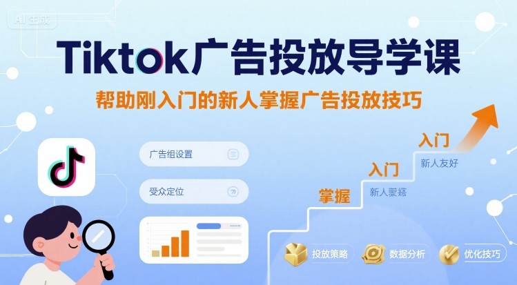 Tiktok广告投放导学课，帮助刚入门的新人掌握广告投放技巧-孔明聊项目