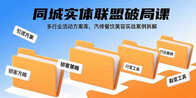 同城实体联盟破局课，多行业活动方案库，汽修餐饮美容实战案例拆解-孔明聊项目