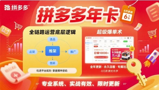 拼多多年卡【8月更新6节】拼多多全链路运营底层逻辑,超级爆单术-孔明聊项目