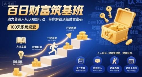 百日财富筑基班，助力普通人从认知到行动，带你解锁顶级财富密码-孔明聊项目