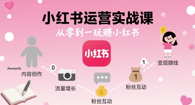 小红书运营实战课,从零到一玩賺小红书-孔明聊项目