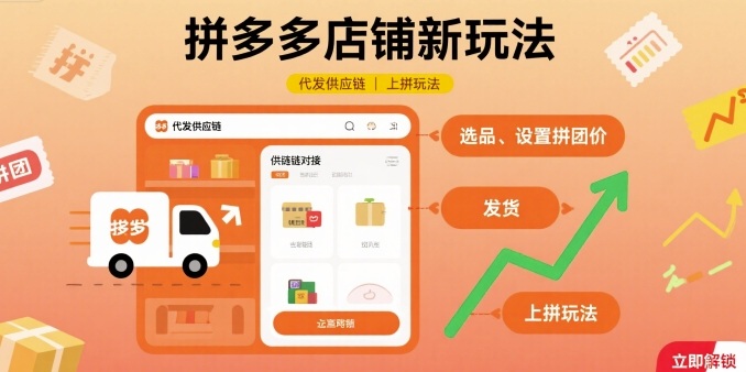 拼多多店铺新玩法，代发供应链上拼玩法-孔明聊项目