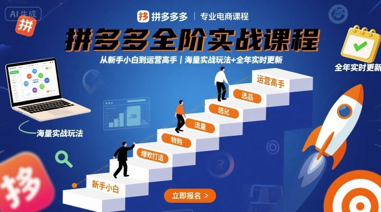 拼多多全阶实战课程，从新手小白到运营高手，海量实战玩法+全年实时更新【2025年9月更新】-孔明聊项目