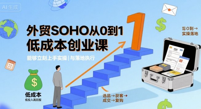外贸SOHO从0到1低成本创业课,能够立刻上手实操与落地执行-孔明聊项目