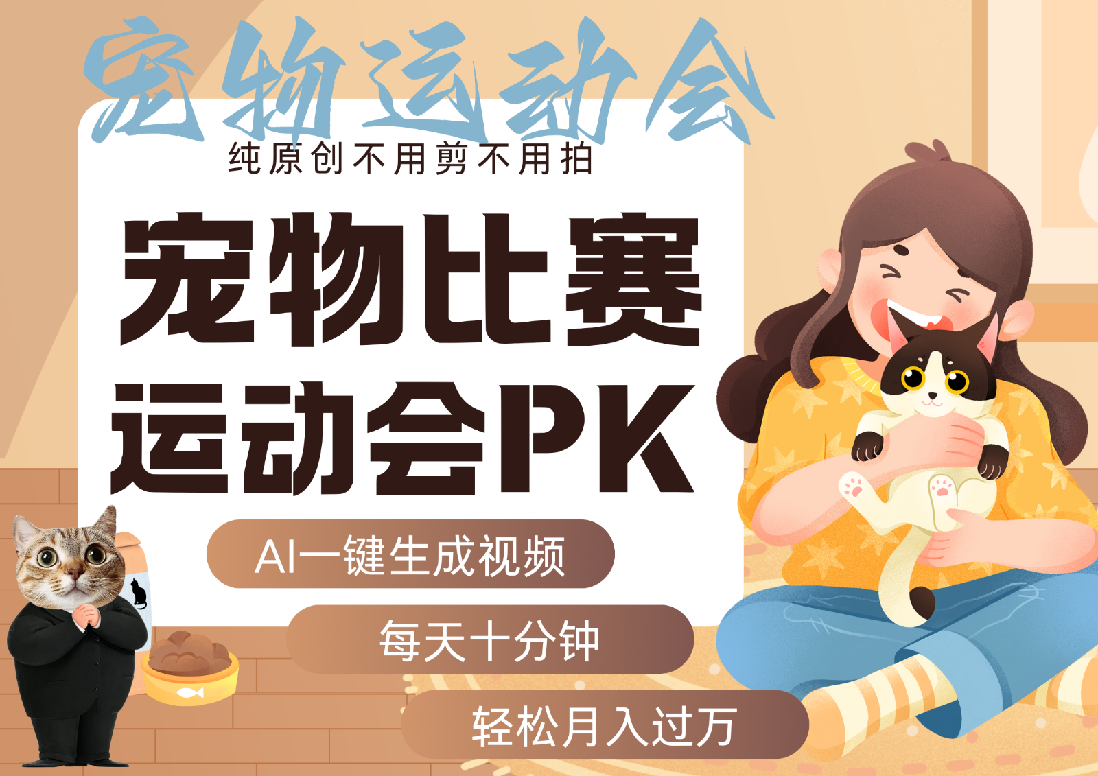 AI萌宠运动员跳水 射击 篮球 足球比赛 每天十分钟 附详细提示词文案库 代替做…-孔明聊项目