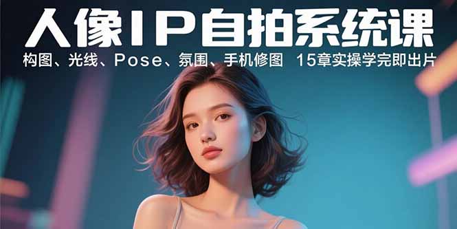 人像IP自拍系统课：构图、光线、Pose、氛围、手机修图 15章实操学完即出片-孔明聊项目