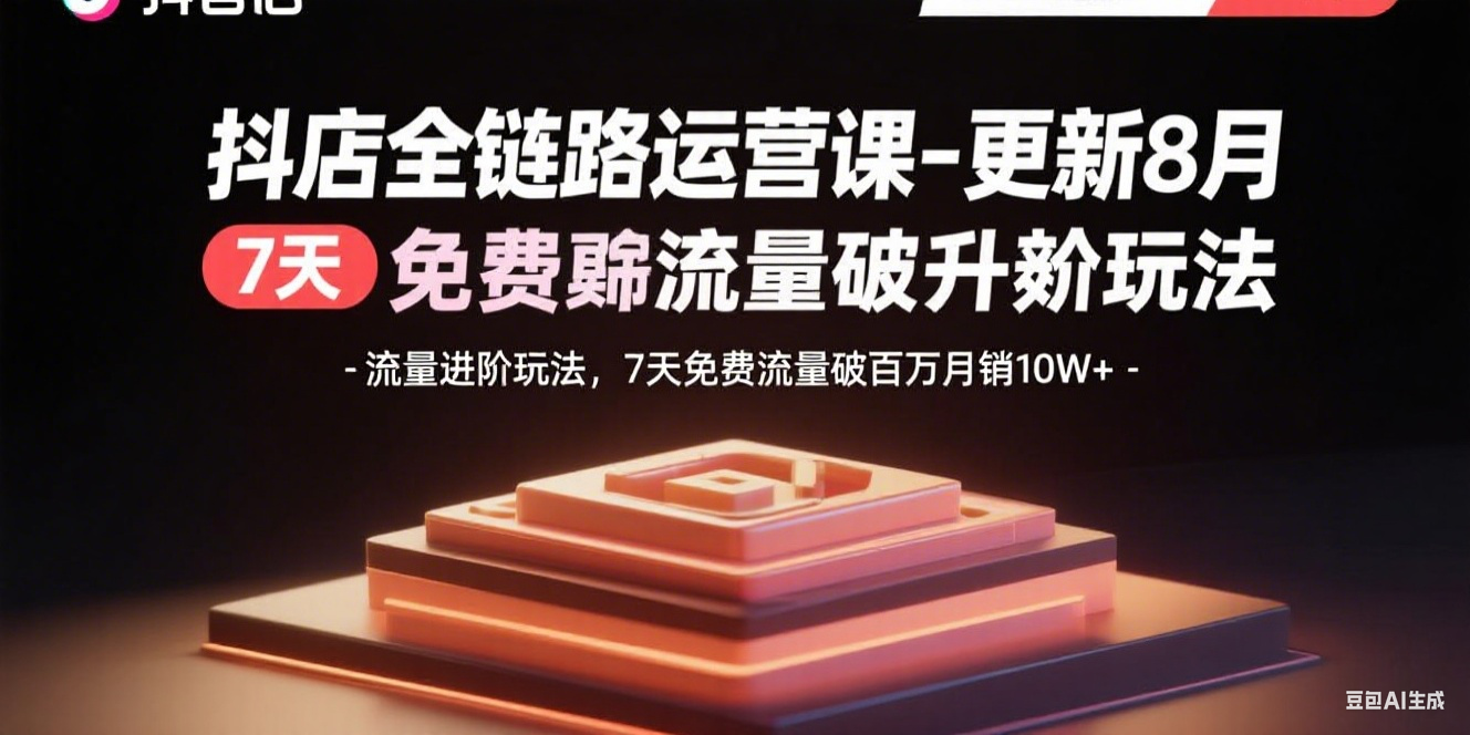 抖店全链路运营课-更新8月：流量进阶玩法，7天免费流量破百万月销10W+-孔明聊项目