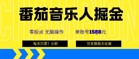 番茄音乐人掘金，单账号最高可撸1k+，可无限矩阵去做，零投入-孔明聊项目