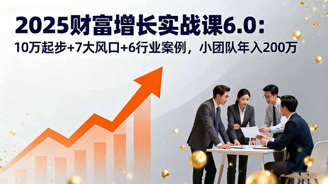 2025财富增长实战课6.0：10万起步+7大风口+6行业案例，小团队年入200万-孔明聊项目