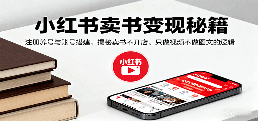 小红书卖书变现秘籍，注册养号与账号搭建，揭秘卖书不开店、只做视频不做图文的逻辑-孔明聊项目