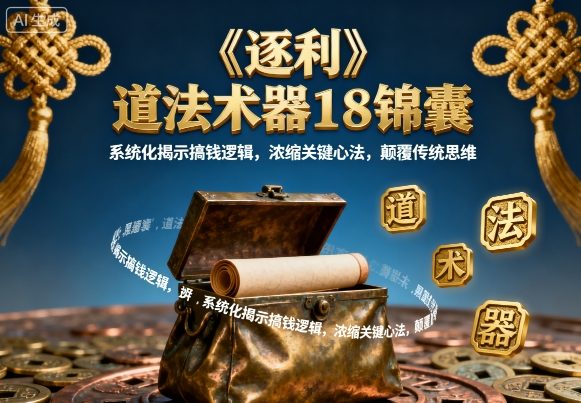 《逐利》道法术器18锦囊，系统化揭示搞钱逻辑，浓缩关键心法，颠覆传统思维-孔明聊项目