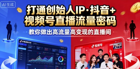 25年直播9-10两期线下课，打通创始人IP，抖音+视频号直播流量密码，教你做出高流量高变现的直播间-孔明聊项目