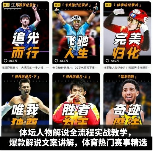 体坛人物解说全流程实战教学，爆款解说文案讲解，体育热门赛事精选-孔明聊项目