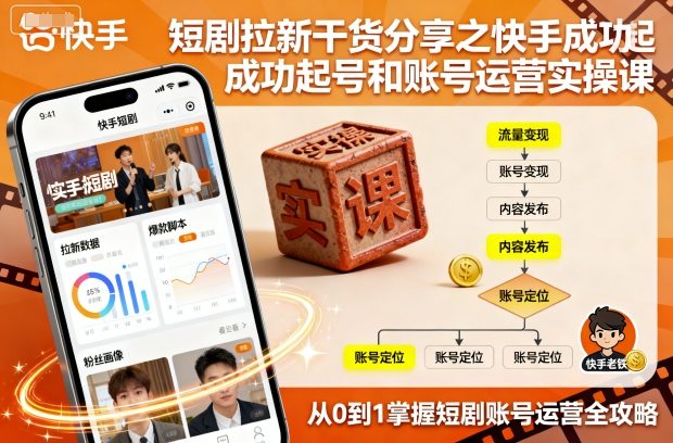 短剧拉新干货分享之快手成功起号和账号运营实操课-孔明聊项目