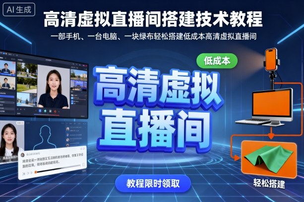 高清虚拟直播间搭建技术教程，一部手机、一台电脑、一块绿布轻松搭建低成本高清虚拟直播间-孔明聊项目