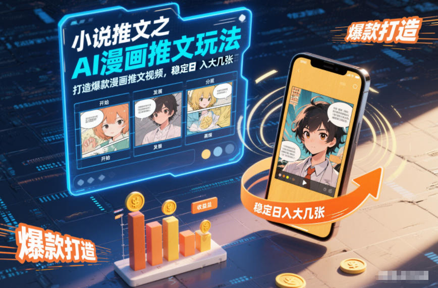 小说推文之AI漫画推文玩法，打造爆款漫画推文视频，稳定日入大几张-孔明聊项目