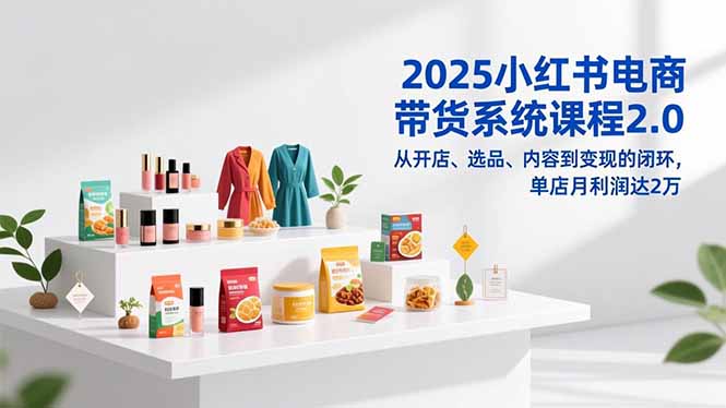 2025小红书电商带货系统课程2.0，从开店、选品、内容到变现的闭环，单店月利润达2万-孔明聊项目