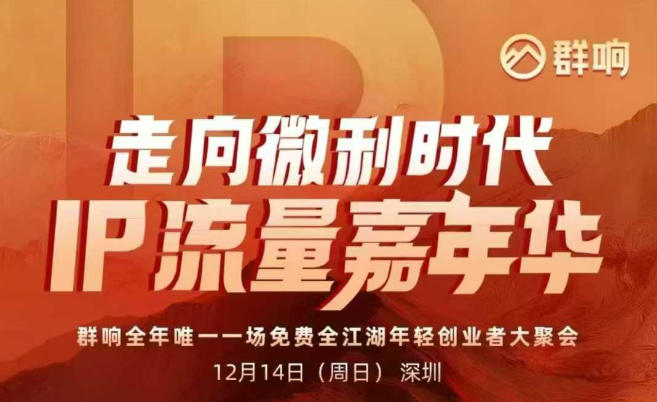 2025ip嘉年华万人12月14深圳线下课，走向微利时代，IP流量嘉年华，实操性极强的商业干货课-孔明聊项目