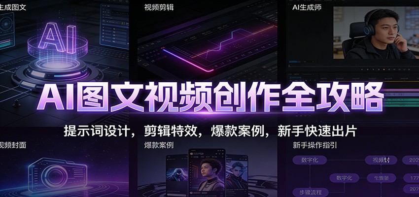 AI图文视频创作全攻略：提示词设计，剪辑特效，爆款案例，新手快速出片-孔明聊项目