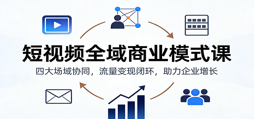 短视频全域商业模式课：四大场域协同，流量变现闭环，助力企业增长-孔明聊项目
