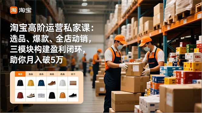 淘宝高阶运营私家课：选品、爆款、全店动销，三模块构建盈利闭环，助你月入破5万(更新12月-孔明聊项目