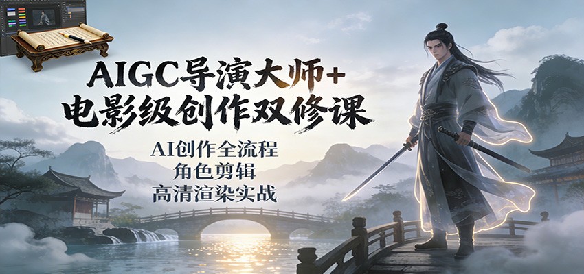 AIGC导演大师+电影级创作双修课：AI创作全流程、角色剪辑、高清渲染实战-孔明聊项目