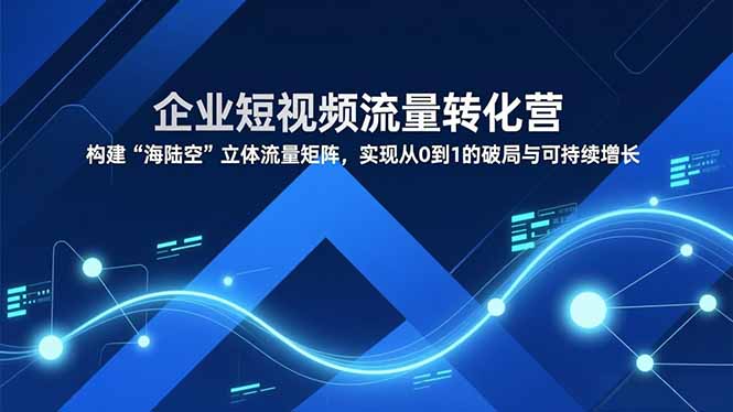 企业短视频流量转化营，构建“海陆空”立体流量矩阵，实现从0到1的破局与可持续增长-孔明聊项目