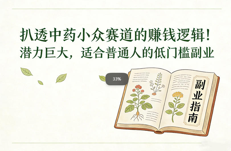 扒透中药小众赛道的賺米逻辑，潜力巨大，适合普通人的低门槛副业-孔明聊项目