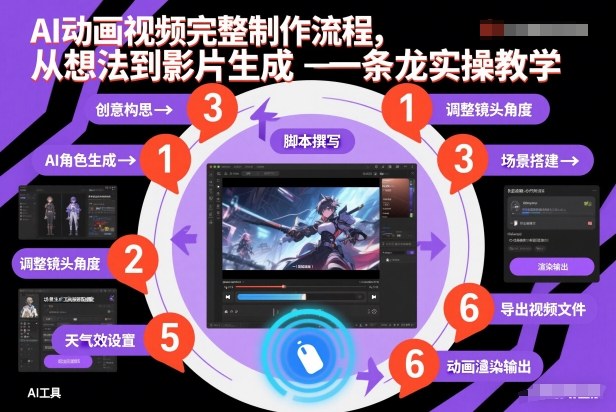 AI动画视频完整制作流程，从想法到影片生成一条龙实操教学-孔明聊项目