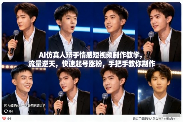 AI仿真人辩手情感短视频制作教学，流量逆天，快速起号涨粉，手把手教你制作-孔明聊项目